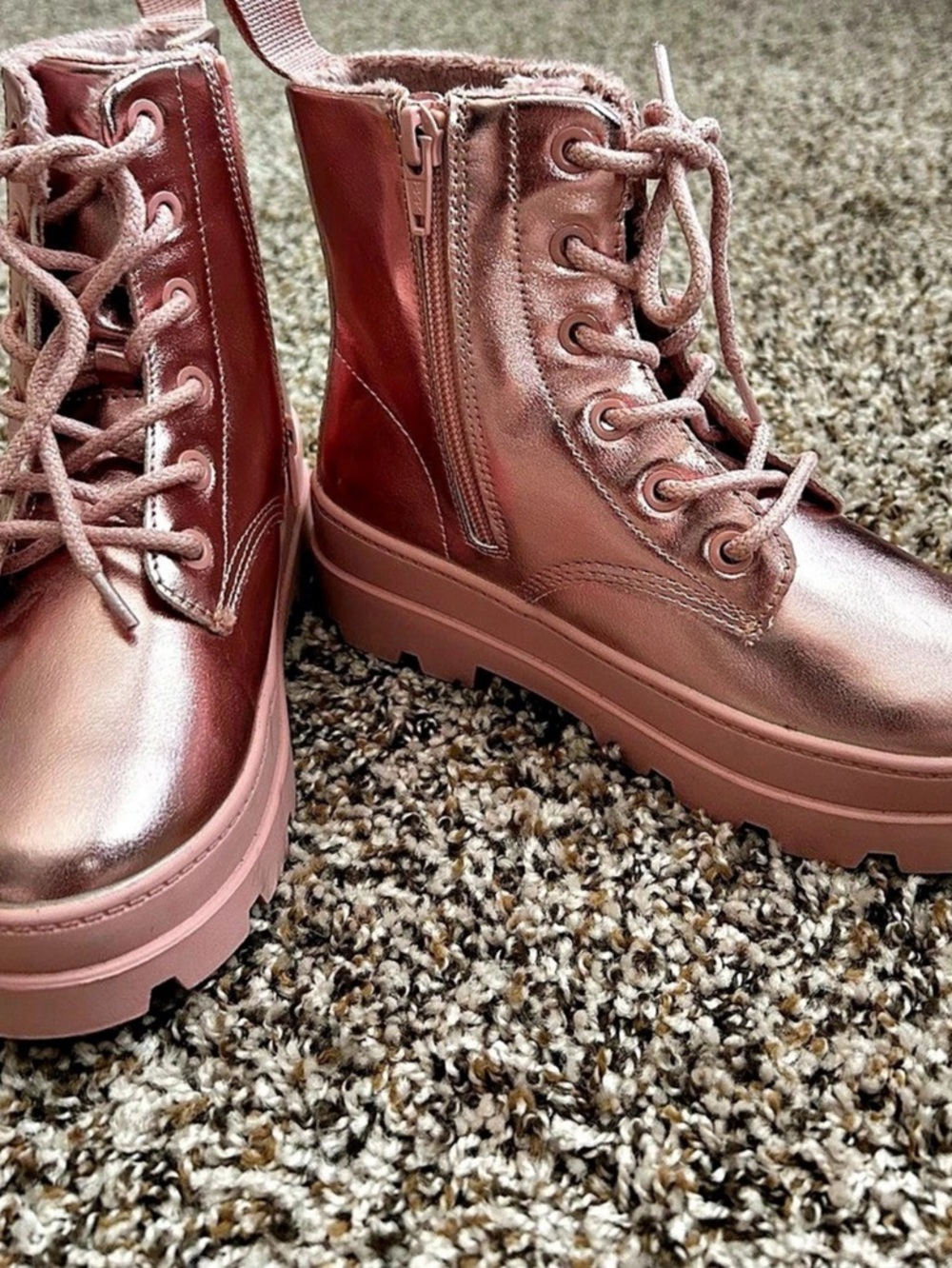 H&M Kids Combat Boots in Pink Like New